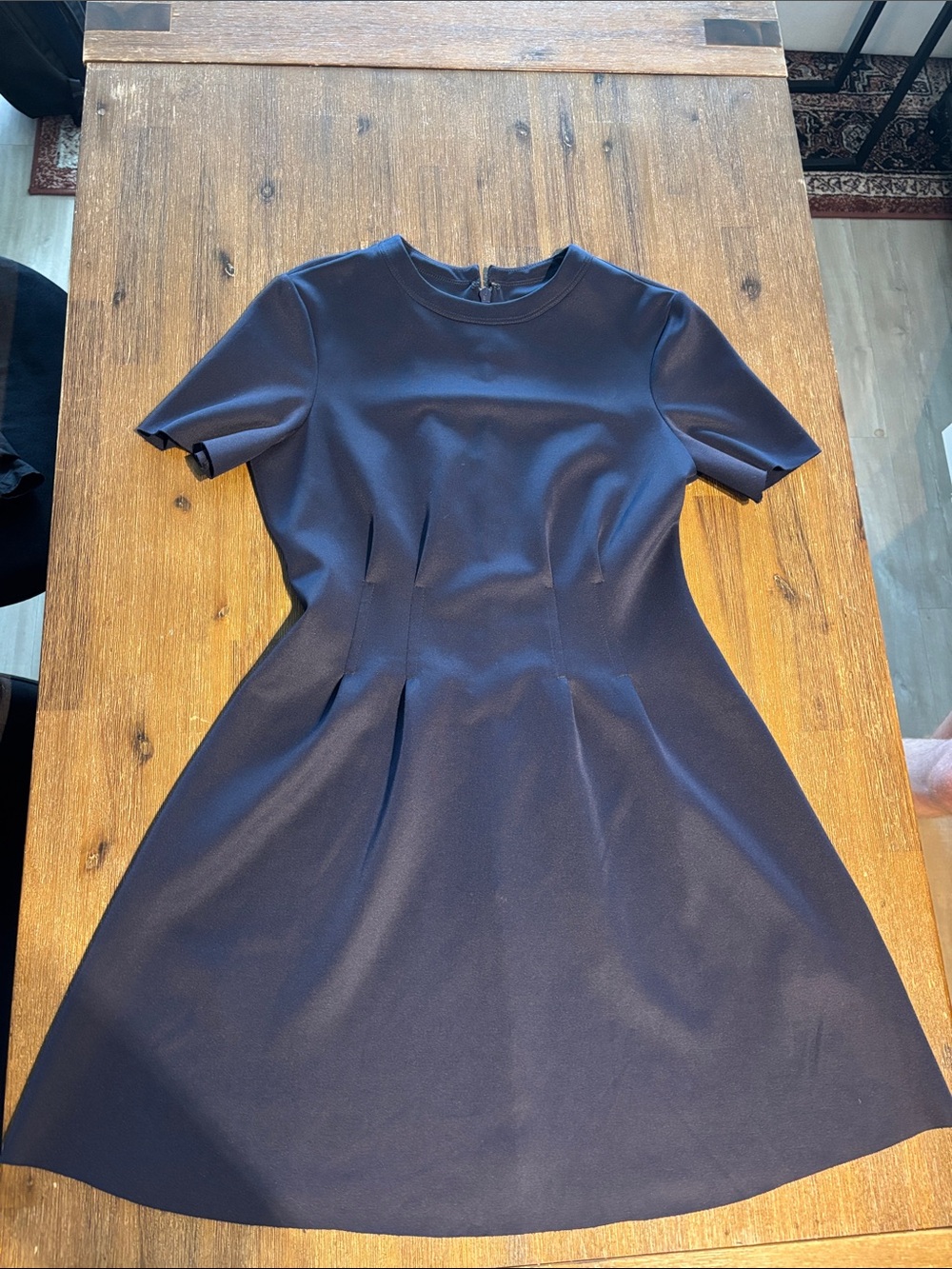Topshop Navy Fit-and-Flare Short Sleeve Dress